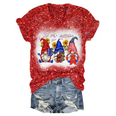 بلوزة لامعة بطبعة عباد الشمس USA Gnome للسيدات