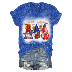 بلوزة لامعة بطبعة عباد الشمس USA Gnome للسيدات