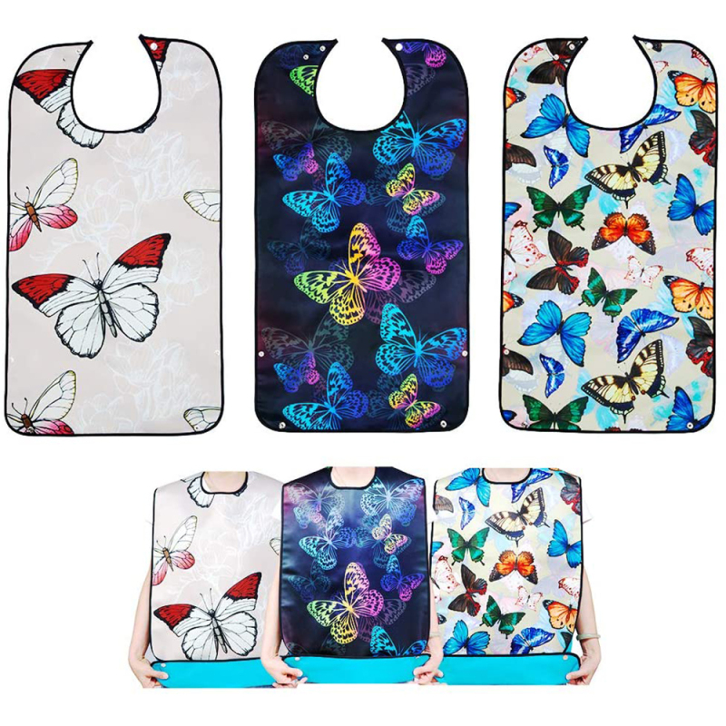 Protector de ropa reutilizable, babero impermeable para adultos, Baberos para hombres y mujeres mayores para comer