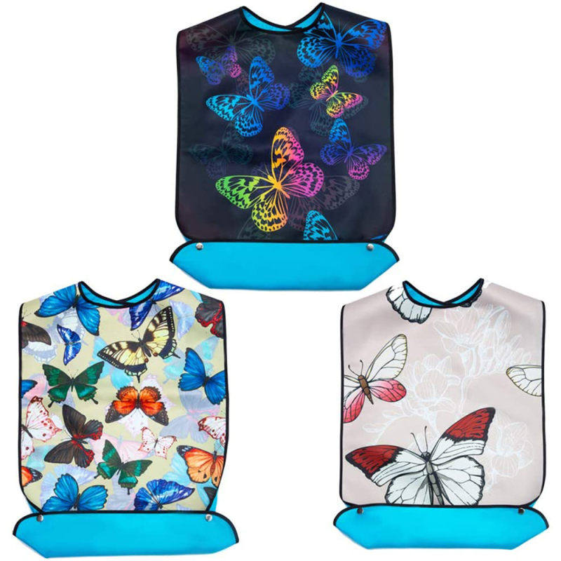Protector de ropa reutilizable, babero impermeable para adultos, Baberos para hombres y mujeres mayores para comer