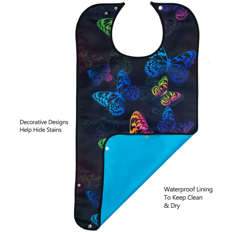 Protector de ropa reutilizable, babero impermeable para adultos, Baberos para hombres y mujeres mayores para comer