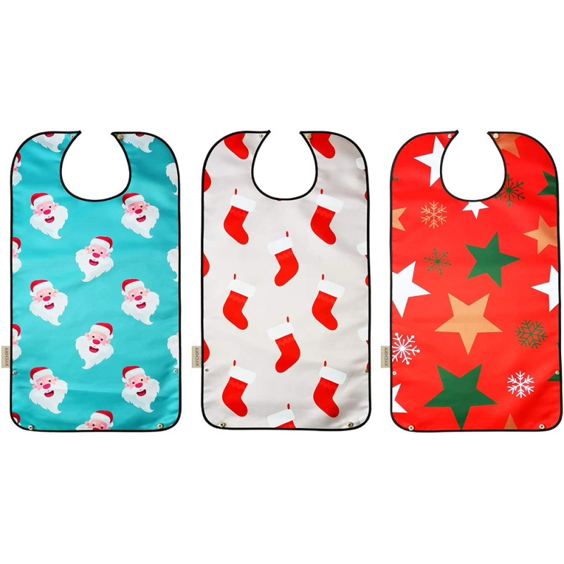 Baberos adultos impermeables reutilizables lavables para mujeres y hombres mayores con recogedor de migas
