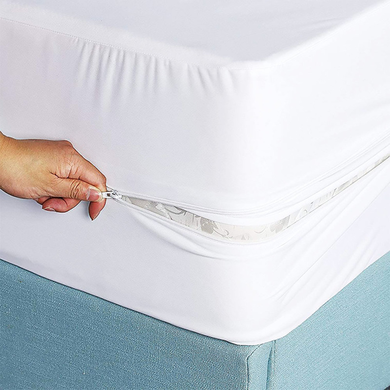 Protector de colchón impermeable de tejido de punto con cremallera