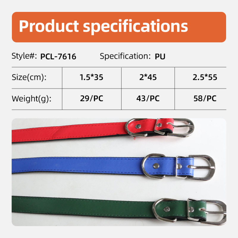 Wholesale Personalized Solid Dog Collar Stainless Steel & PU Leather Adjustable Custom Dog Collars