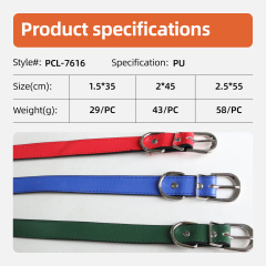 Wholesale Personalized Solid Dog Collar Stainless Steel & PU Leather Adjustable Custom Dog Collars