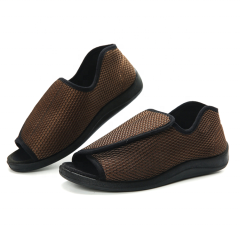 夏メッシュ通気性調整可能なフック & ループ靴、広い足、脂肪と腫れ足外反母趾変形足布靴