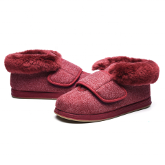Widened adjustable shoes with warm real hair neckline, swollen feet pregnant women drivers diabetic feet cotton shoes