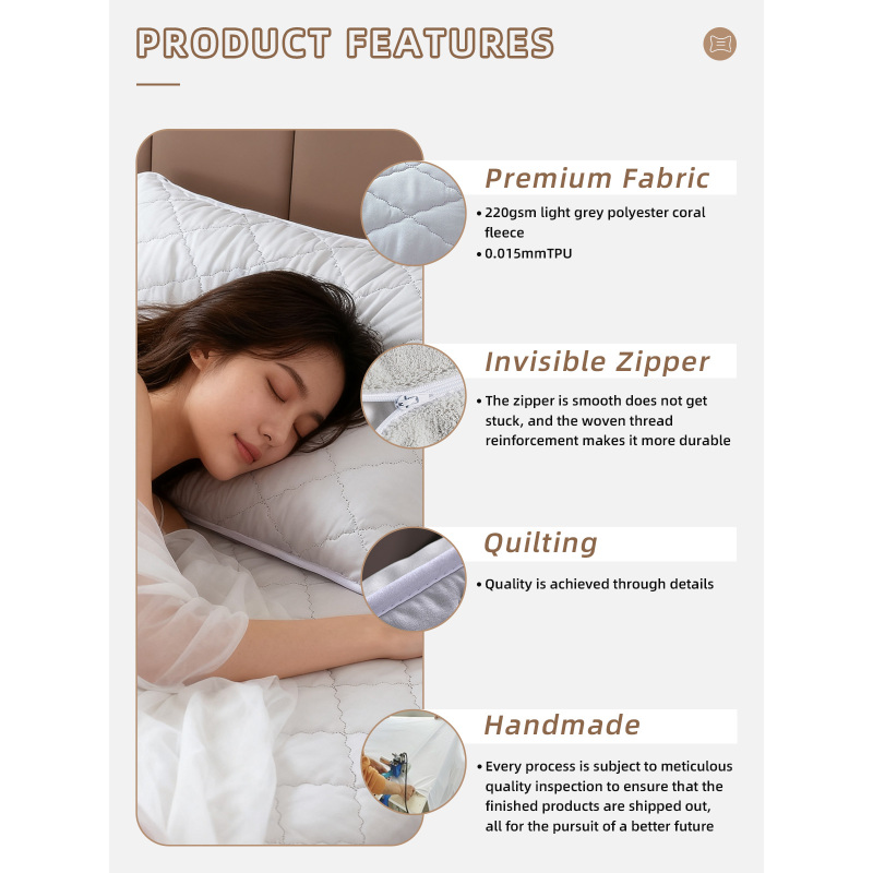 Wholesale Soft Comfortable Knitted Waterproof Pillow Protector for Home Hospital or Hotel Use
