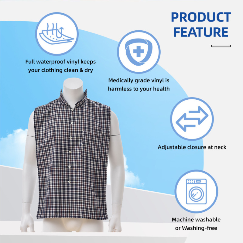 Wholesale Reusable Adult Bib Fashionable Shirt Style Washable Waterproof Clothing Protector