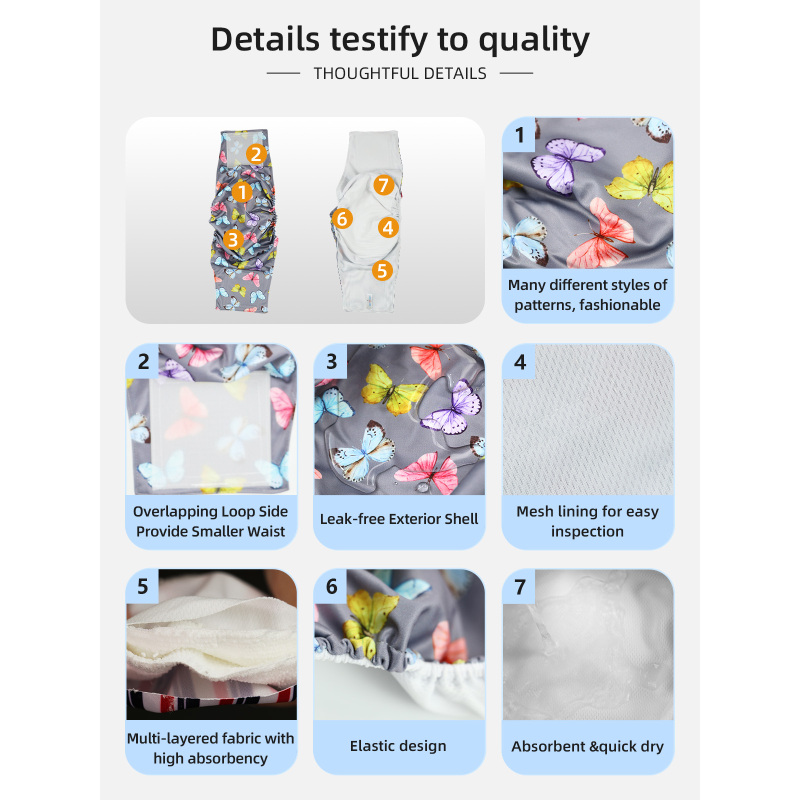 Wholesale Washable Wrap Diapers Adjustable Dog Belly Band Flat Wrap Dog Diapers for Male Dog