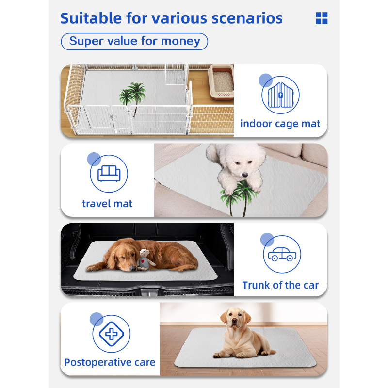 Tapis d'apprentissage de la propreté réutilisables et lavables pour chiots, avec dos antidérapant.