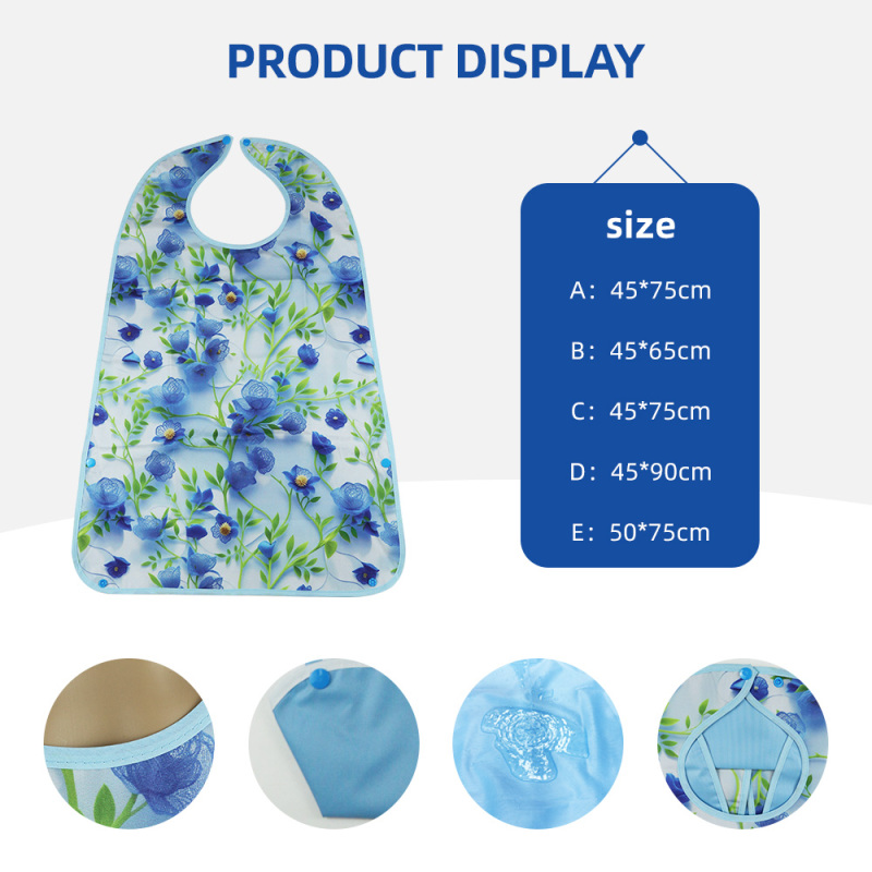 Прочные моющиеся многоразовые слюнявчики для взрослых с застежкой на кнопках и регулируемым вырезом для шеи, для кормления пожилых людей и пациентов.