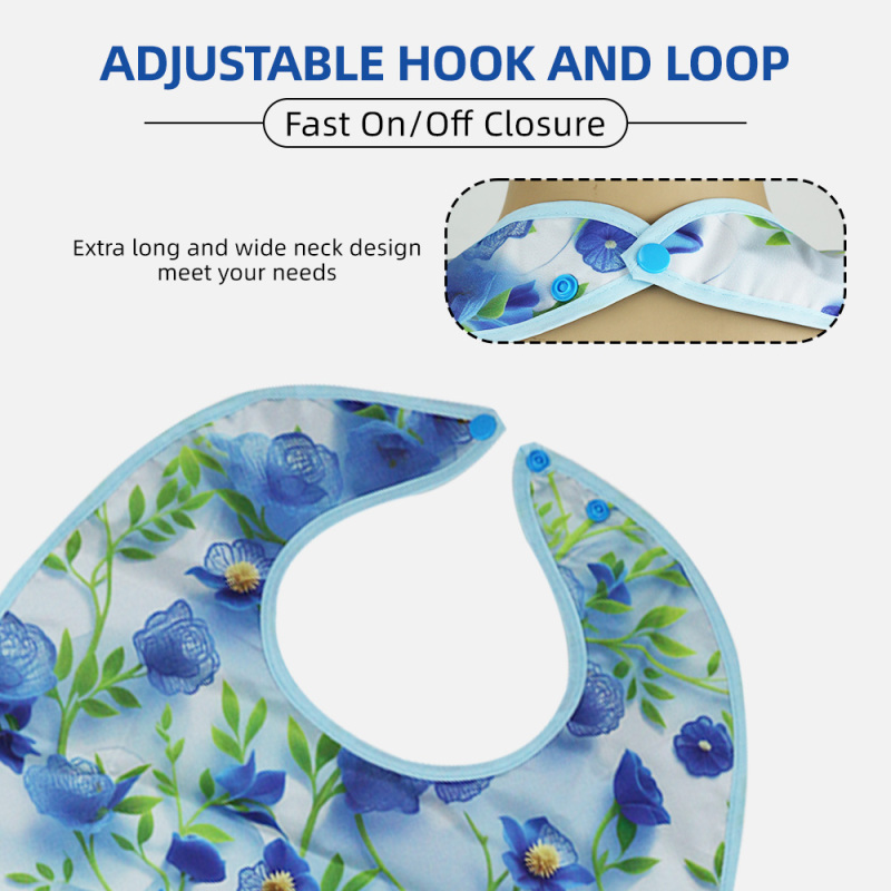 Прочные моющиеся многоразовые слюнявчики для взрослых с застежкой на кнопках и регулируемым вырезом для шеи, для кормления пожилых людей и пациентов.