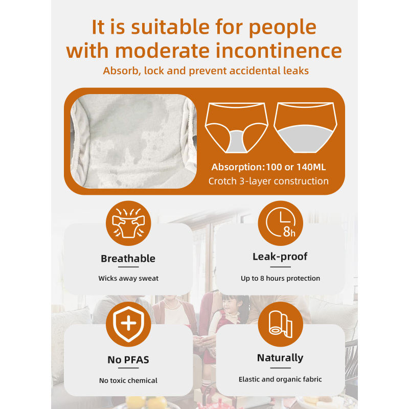 Aidingcare Incontinence Underwear Breathable High Absorbency Eco-Friendly for Travel and Nursing Homes