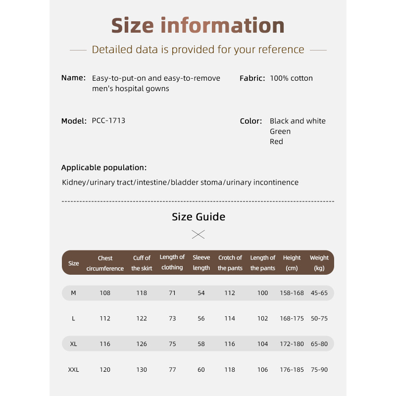 Wholesale Hot Sale Incontinence Pajamas Paralysis Easy Wear Cotton Polyester Men's Long Time Patient Care Suit for Fracture