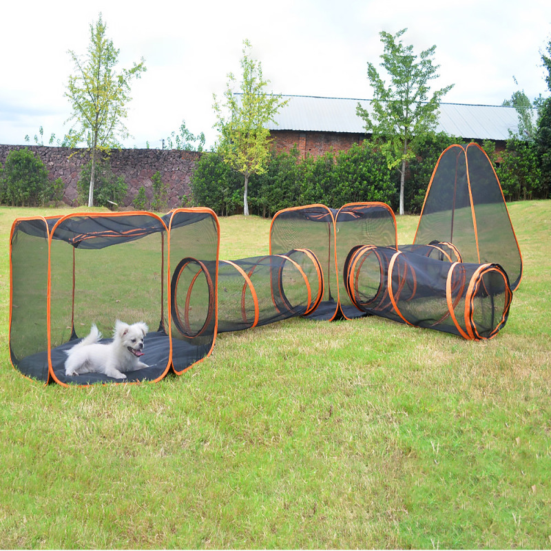 Outdoor Pop Up Pet Playpen Folding Enclosure Compound Pet Play Tunnel House Cat Dog Rabbit Tent