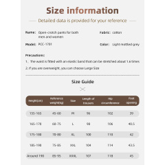 Open Crotch Cotton Zipper Patient Pants Patient Care Clothes for Surgery Uniform Type Patient Gowns
