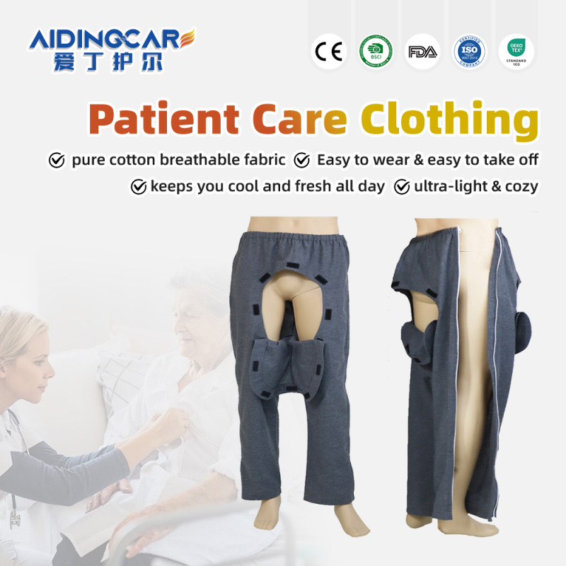 Open Crotch Cotton Zipper Patient Pants Patient Care Clothes for Surgery Uniform Type Patient Gowns