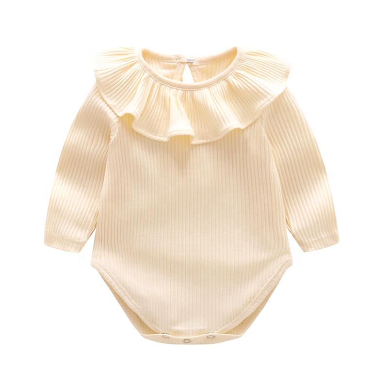 New Arrival Hot sale Double layer Ruffles Fall Bodysuit for Infant Baby 0-24 Months Jumpsuits plain clothes baby romper