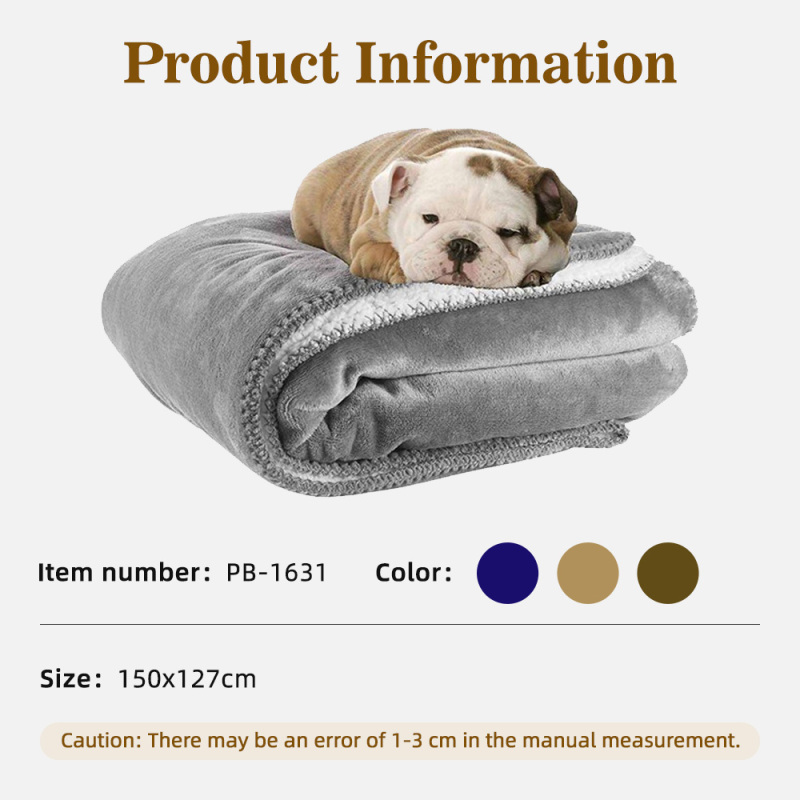 Wholesale Small-Medium Dogs Sleeping Blankets 100*75cm Solid Plush Warm Pet Blankets