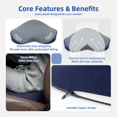 Wholesale Seat Cushions Memory Foam Adjustable Straps Removable Washable Anti-Static for Sciatica Tailbone Lower Back Pain