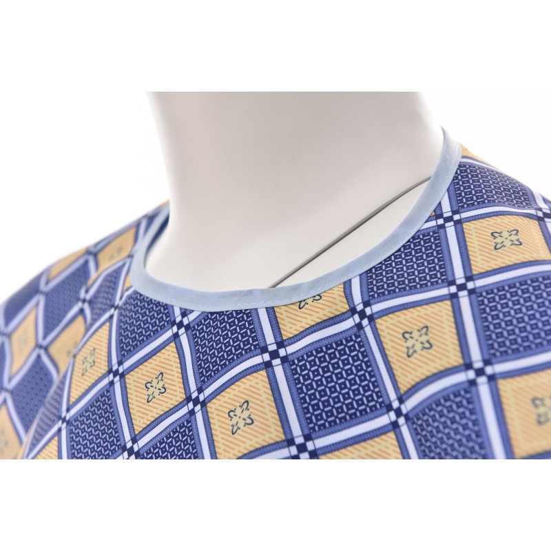 New Style Washable  Lattice Pattern Adult Bibs with 10cm Crumb Catcher