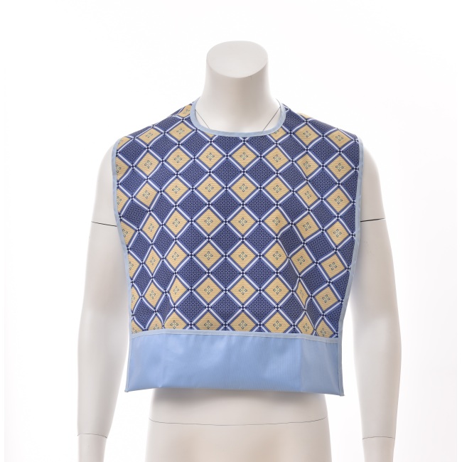 New Style Washable  Lattice Pattern Adult Bibs with 10cm Crumb Catcher