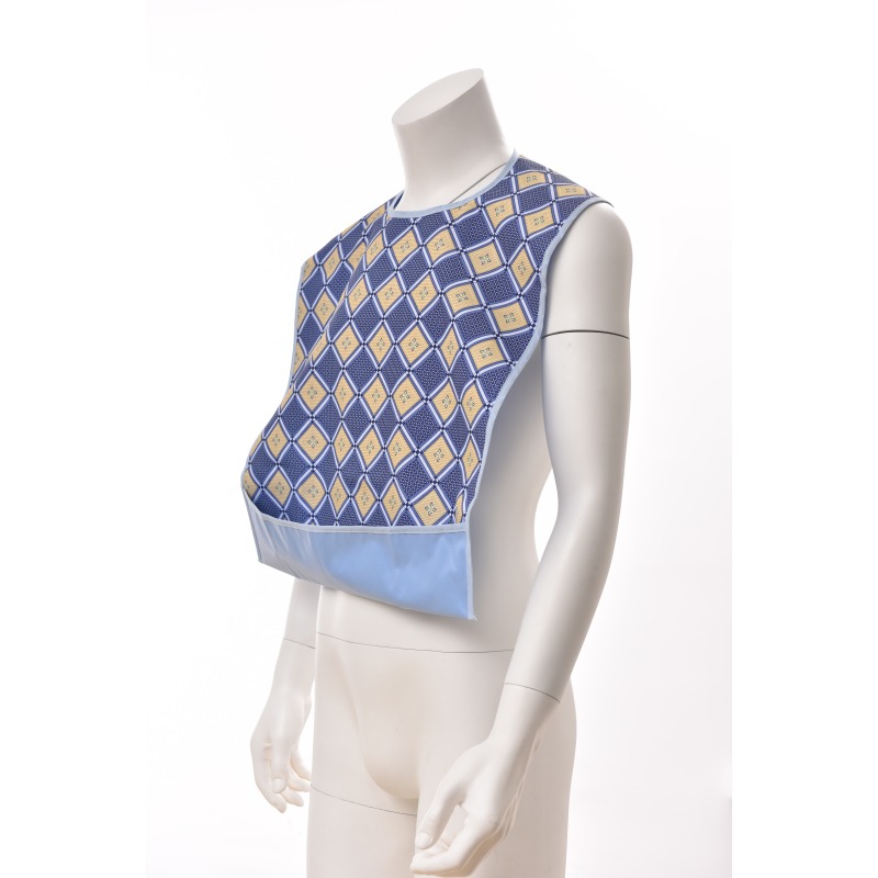 New Style Washable  Lattice Pattern Adult Bibs with 10cm Crumb Catcher