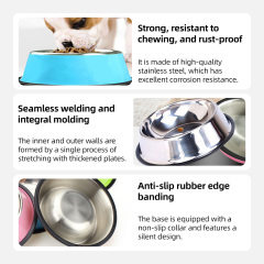 Wholesale Pet Food Container Non-slip Stainless Steel Pet Bowls for Cats and Dogs