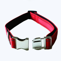 Wholesale Pet Supply Quick-Release Adjustable Nylon Dog Collar with Metal Buckle & D-Ring