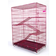 Wholesale Pet Supplies Multifunction 3 Floors Nano-coating Finish Cat Cage Thick 4 Tier Large Stackable Outdoor Cat Cage