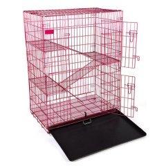 Wholesale Pet Supplies Multifunction 3 Floors Nano-coating Finish Cat Cage Thick 4 Tier Large Stackable Outdoor Cat Cage