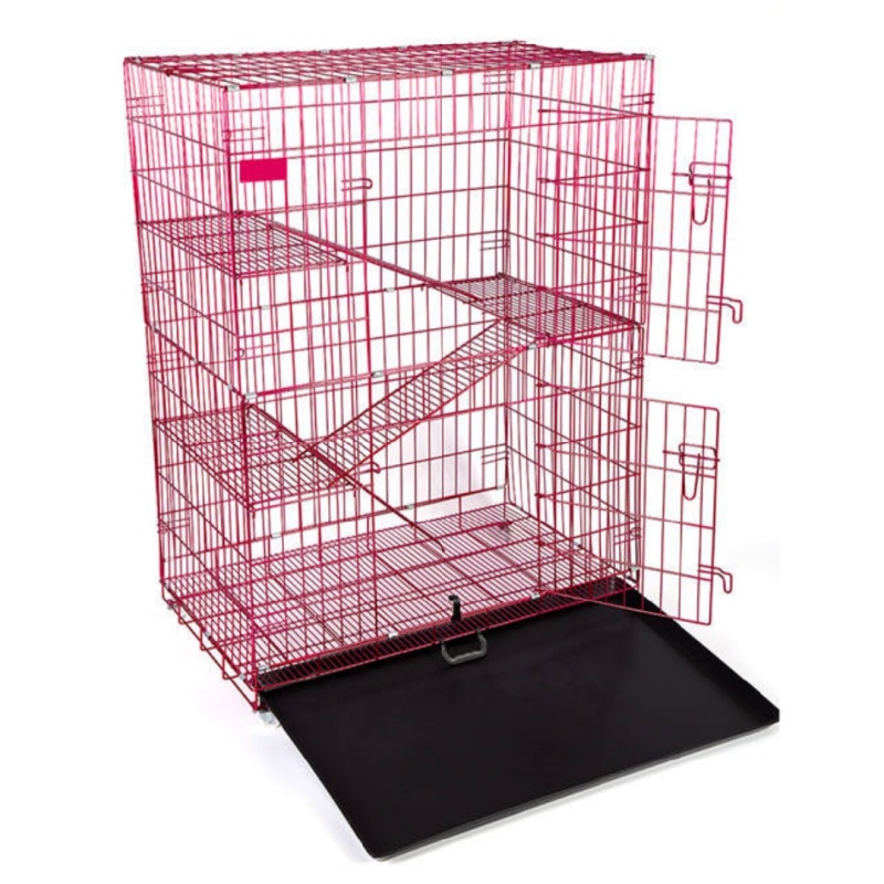 Wholesale Pet Supplies Multifunction 3 Floors Nano-coating Finish Cat Cage Thick 4 Tier Large Stackable Outdoor Cat Cage