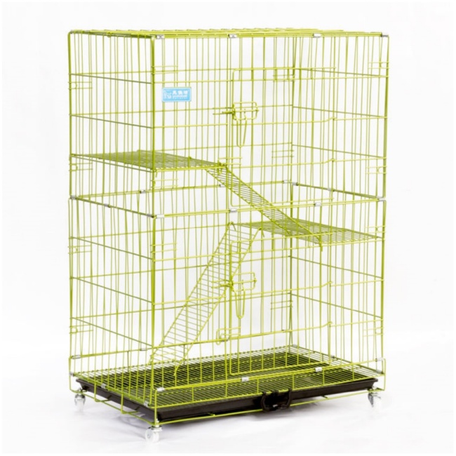 Wholesale Pet Supplies Multifunction 3 Floors Nano-coating Finish Cat Cage Thick 4 Tier Large Stackable Outdoor Cat Cage