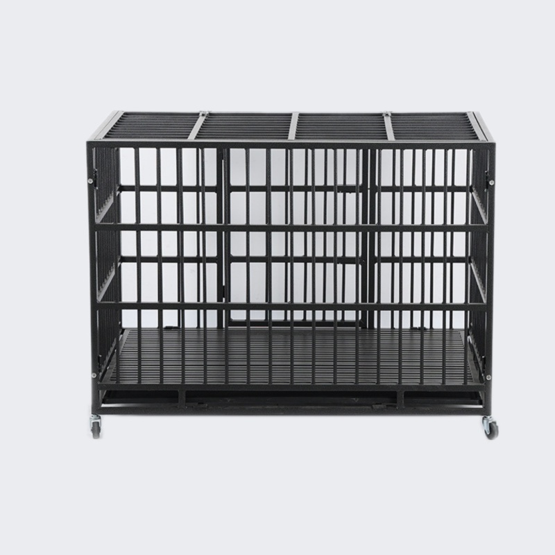 Wholesale Pet Supplies Foldable Oval Iron Pipe Dog Cage High Quality 48 Inch Stackable Transport Dog Kennel Cage With Wheel