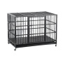 Wholesale Pet Supplies Foldable Oval Iron Pipe Dog Cage High Quality 48 Inch Stackable Transport Dog Kennel Cage With Wheel