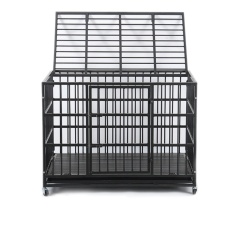 Wholesale Pet Supplies Foldable Oval Iron Pipe Dog Cage High Quality 48 Inch Stackable Transport Dog Kennel Cage With Wheel