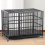 Wholesale Pet Supplies Foldable Oval Iron Pipe Dog Cage High Quality 48 Inch Stackable Transport Dog Kennel Cage With Wheel