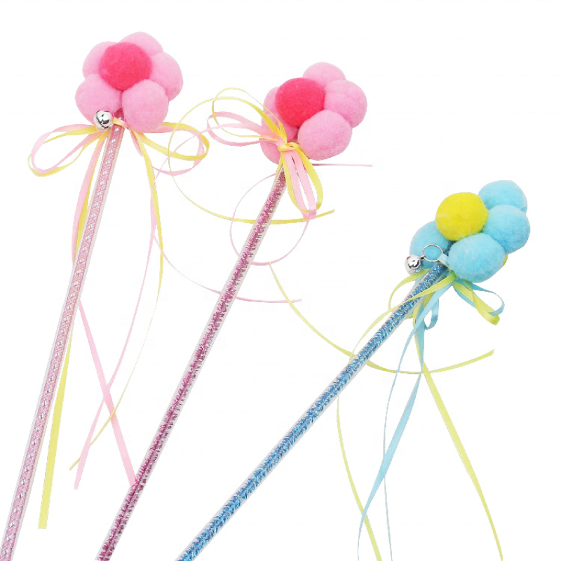 Cat Toys Interactive Cat Wands Teaser Kitten Toys Cat Stick with Balls,Bells and Tassel Having Fun Exercise Playing