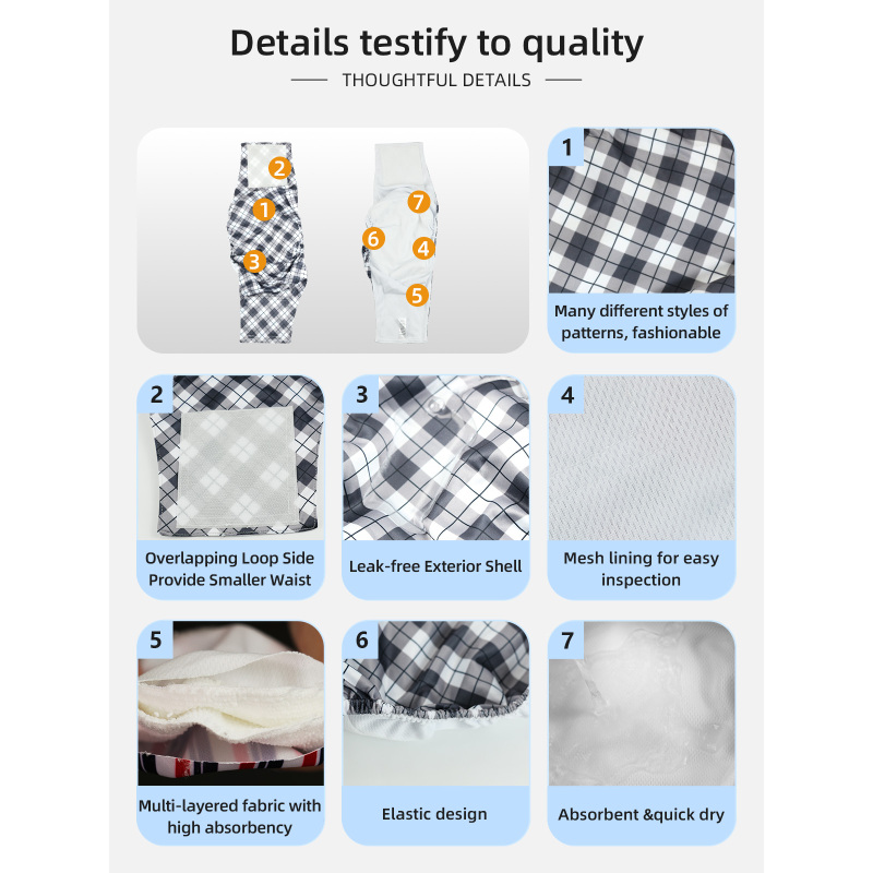 Wholesale Reusable Male Dog Belly Wraps Washable Male Dog Diapers Belly Band for Male Dogs