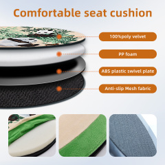 Waterproof Swivel Seat Cushion Durable Rotating Pad Back Support Easy Clean Polyester Velvet PP Foam Filled for Elderly Use