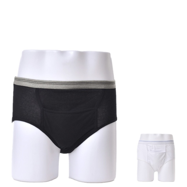 Incontinence Panties For Men Waterproof Boxers & Briefs Black White 100% Cotton PU-602