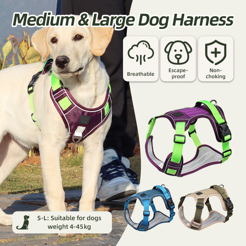 Wholesale Reflective Dog Harnesses  Adjustable Breathable Sport Harness With Handle