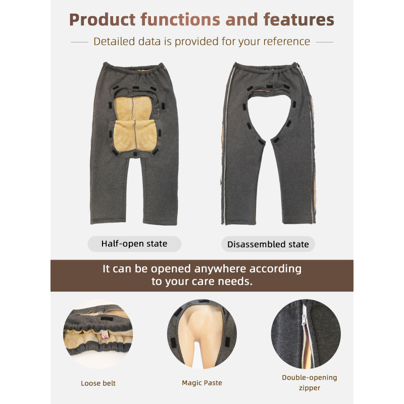 Wholesale Thickened Active Open Crotch Pants Easy to Wear Off Clothes for Disability Elderly Surgery Patients Nursing Suit