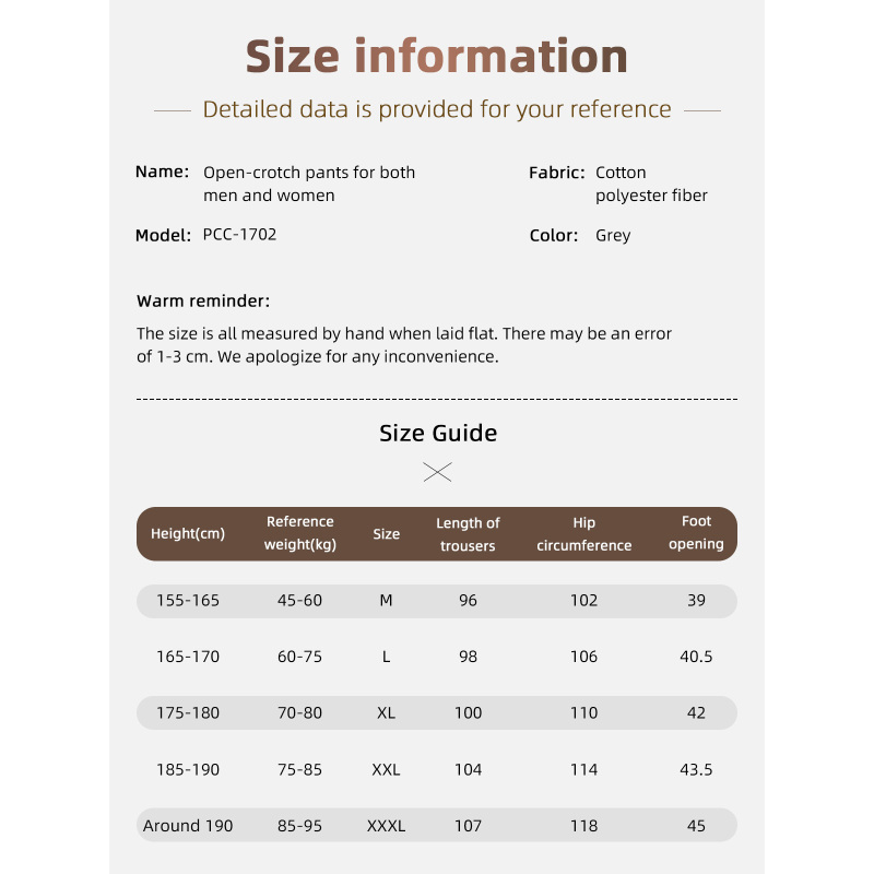 Wholesale Thickened Active Open Crotch Pants Easy to Wear Off Clothes for Disability Elderly Surgery Patients Nursing Suit