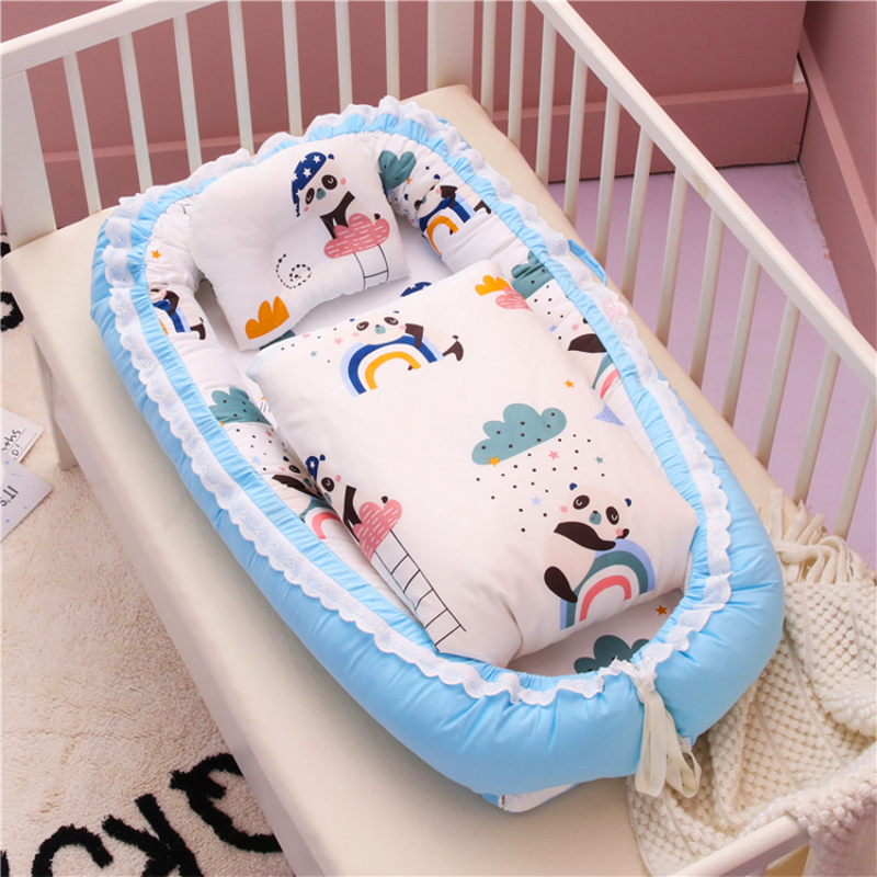 Baby Lounger Baby Nest Cosleeper for Baby in Bed - Infant Lounger with Double-Sided Pillow