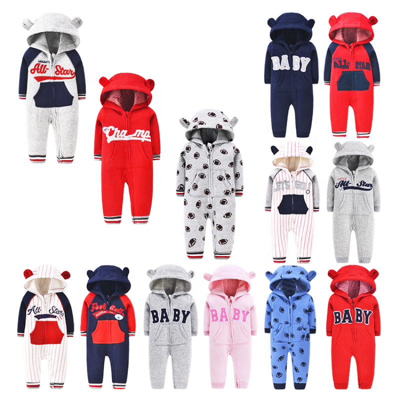 Wholesale high quality custom print cute cotton bodysuit toddler clothing new born long sleeve baby rompers clothes