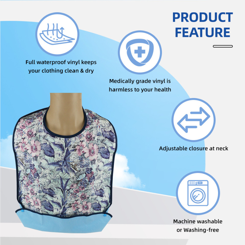 高齢者用大人用食事用よだれかけ - 食事中の保護のための長袖防水よだれかけ