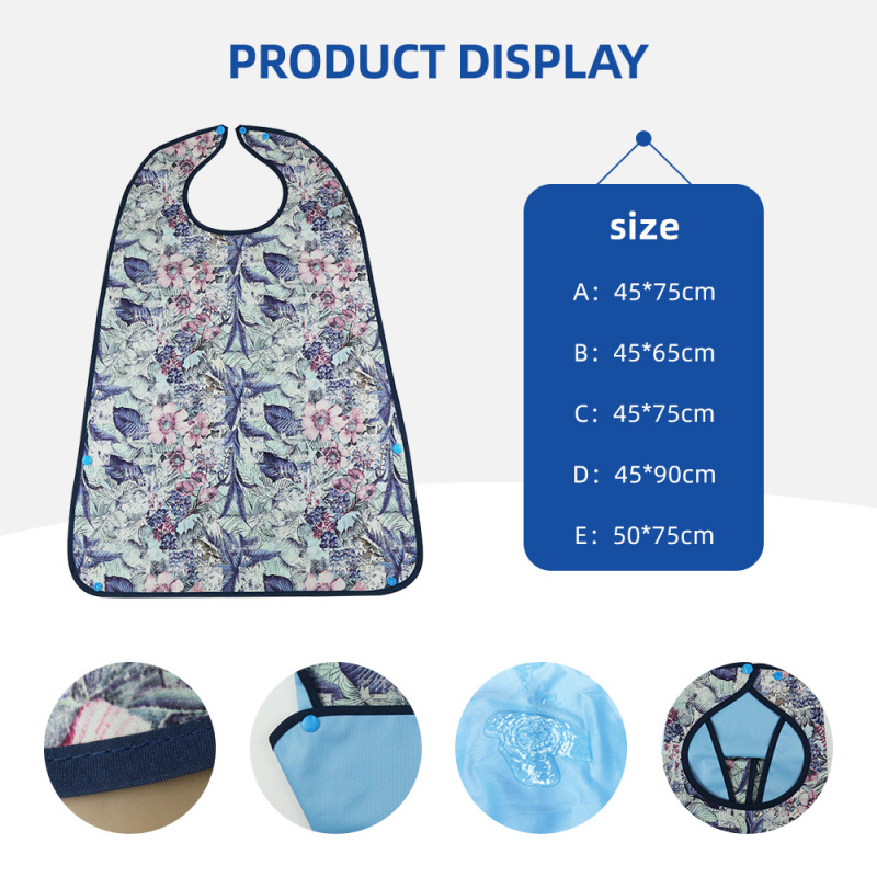 高齢者用大人用食事用よだれかけ - 食事中の保護のための長袖防水よだれかけ