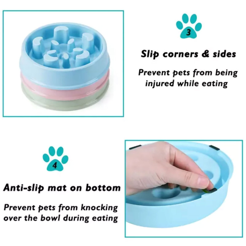 Durable PP Non-Slip Pet Eating Slow Feeder Bowl  Slow  Food Dog Bowl